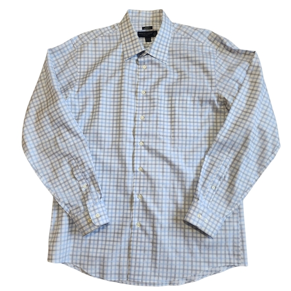 Pronto Uomo Modern Fit Non-iron Blue Button Down Shirt - 17, 36/37 Tall - Picture 6 of 8